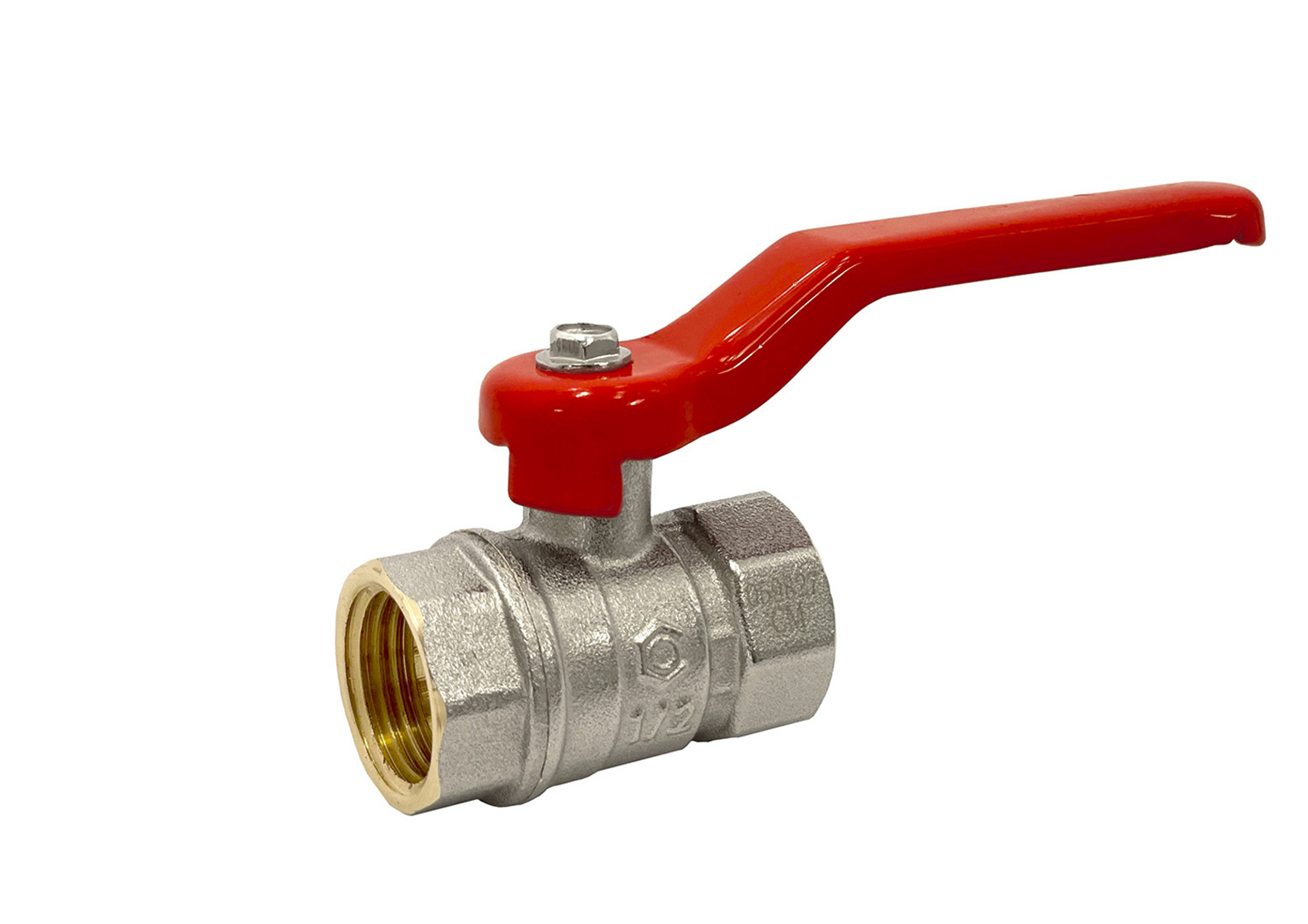 A photograph of a ball valve taken with a smartphone.